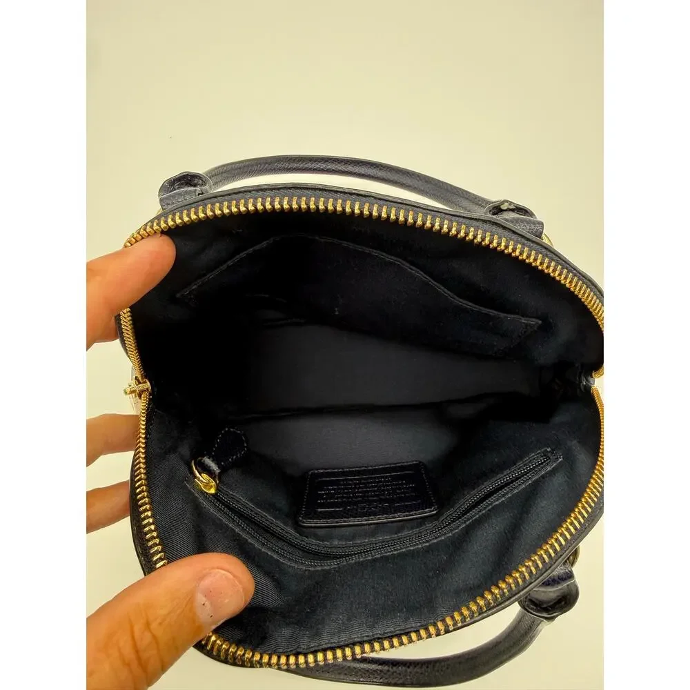 Coach Mini Cora Domed Satchel Midnight Navy Chalk Leather Crossbody F34517⁠